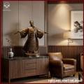 Tượng Khổng Minh đồng vàng dang tay cao 45cm