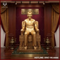 Tượng Bác Hồ ngồi bằng đồng đỏ cao cấp