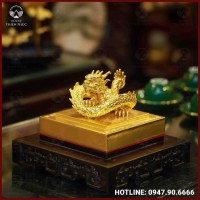 Ấn rồng bằng đồng dát vàng 9999 cao cấp