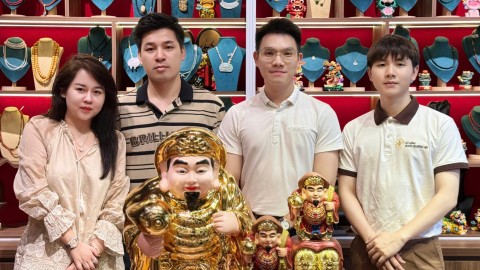 Bàn giao tượng Thần Tài Mahakala cao 50cm - đồng đỏ mạ vàng tô diện cho khách quen Phú Thọ!