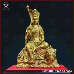 Tượng Bồ Phổ Hiền Bồ Tát đồng vàng kích thước 24x15cm nặng 1,5kg