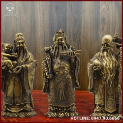 Tượng Tam đa đứng trên trời mây bằng đồng vàng để bàn
