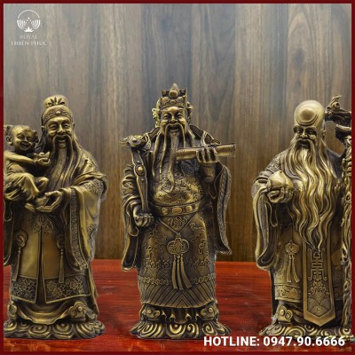 Tượng Tam đa đứng trên trời mây bằng đồng vàng để bàn