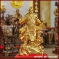 Tượng Quan Vân Trường đứng bệ tùng dát vàng cao 63cm