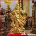 Tượng Quan Vân Trường đứng bệ tùng dát vàng cao 63cm