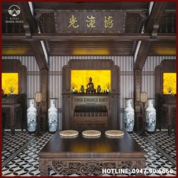 Thiết kế, thi công phòng thờ nhà 3 gian chuẩn phong thủy
