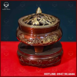 Trầm sen bướm đồng vàng hai công nghệ cao 11cm đường kính 8cm 
