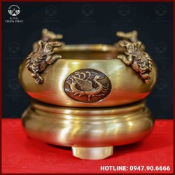 Trầm xoay đồng vàng cao 10cm đường kính 11cm