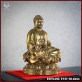 Tượng Phật A Di Đà đồng vàng cao 23cm nặng 1,8kg
