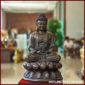 Tượng Phật A Di Đà bằng đồng vàng hun giả cổ cao 46cm