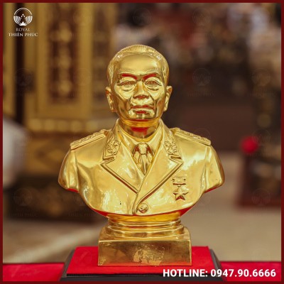 Tượng Bác Giáp đồng đỏ dát vàng bán thân cao 25cm