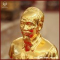 Tượng Bác Hồ bán thân đồng đỏ dát vàng cao 25cm