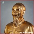 Tượng Bác Hồ bán thân đồng đỏ màu nhũ cao 25cm ngang 20cm