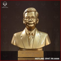 Tượng Bác Trọng bán thân đồng đỏ màu nhũ cao 42cm