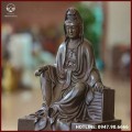 Tượng Quan Thế Âm Bồ Tát đồng vàng hun cao 40cm