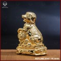 Tượng chó đồng vàng mạ vàng kích thước 15x12cm nặng 1,2kg