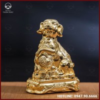 Tượng chó đồng vàng mạ vàng kích thước 15x12cm nặng 1,2kg