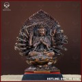Tượng Phật Chuẩn Đề đồng vàng hun cao 40cm ngang 35cm sâu 20cm