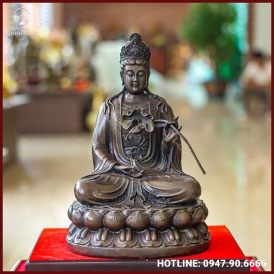 Tượng Phật Đại Thế Chí Bồ Tát đồng vàng hun cao 30cm