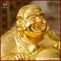 Tượng Phật Di Lặc cầm thỏi vàng bằng đồng đỏ dát vàng cao 50cm
