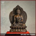 Tôn tượng Phật Dược Sư đồng vàng hun cao 28cm
