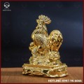 Tượng gà đồng vàng mạ vàng kích thước 15x12cm nặng 1,2kg