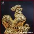 Tượng gà đồng vàng mạ vàng kích thước 15x12cm nặng 1,2kg