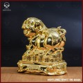 Tượng lợn đồng vàng mạ vàng kích thước 15x15cm nặng 1,5kg