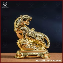 Tượng hổ đồng vàng mạ vàng kích thước 17x13cm nặng 1kg