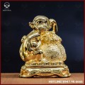 Tượng khỉ đồng vàng mạ vàng kích thước 17x13cm nặng1kg