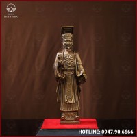 Tượng Lý Thái Tổ đồng vàng làm màu giả cổ cao 23cm ngang 7cm 