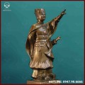 Tượng Lý Thường Kiệt đồng đỏ làm màu khảm bạc kích thước 54x14,5cm