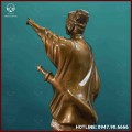 Tượng Lý Thường Kiệt đồng đỏ làm màu khảm bạc kích thước 54x14,5cm