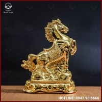 Tượng ngựa đồng vàng mạ vàng kích thước 15x12cm nặng 1,2kg