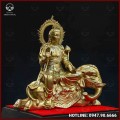 Tượng Bồ Tát Phổ Hiền Vương đồng vàng mộc kích thước 30x30x15cm