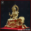 Tượng Bồ Tát Phổ Hiền Vương đồng vàng mộc kích thước 30x30x15cm