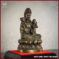 Tượng Quan Âm Tống Tử đồng vàng giả cổ cao 27,5cm ngang 15,5cm