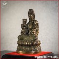 Tượng Quan Âm Tống Tử đồng vàng giả cổ cao 27,5cm ngang 15,5cm