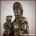 Tượng Quan Âm Tống Tử đồng vàng giả cổ cao 27,5cm ngang 15,5cm