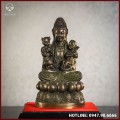 Tượng Quan Âm Tống Tử đồng vàng giả cổ cao 27,5cm ngang 15,5cm