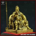 Tượng Quan Công đọc sách đồng vàng kích thước 24x17cm