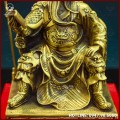 Tượng Quan Công đọc sách đồng vàng kích thước 24x17cm