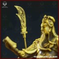 Tượng Quan Công đọc sách đồng vàng kích thước 24x17cm