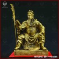 Tượng Quan Công đọc sách đồng vàng kích thước 24x17cm