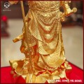 Tượng Quan Vân Trường cầm đao đồng đỏ dát vàng cao 43cm