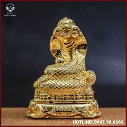 Tượng rắn đồng vàng mạ vàng kích thước 17x13cm nặng 1kg