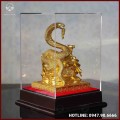 Hộp quà tặng rắn ngậm tiền đồng vàng dát vàng cao 29cm