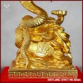 Hộp quà tặng rắn ngậm tiền đồng vàng dát vàng cao 29cm