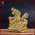 Tượng rồng đồng vàng mạ vàng kích thước 18x13cm nặng 1kg