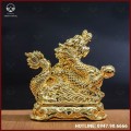 Tượng rồng đồng vàng mạ vàng kích thước 18x13cm nặng 1kg
